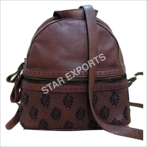 Plain Ladies Leather Backpack Bag, Closure Type : Zipper
