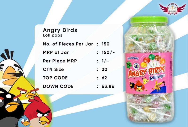Global Solid Angry Birds Flavoured Lollipop, Taste : Sweet
