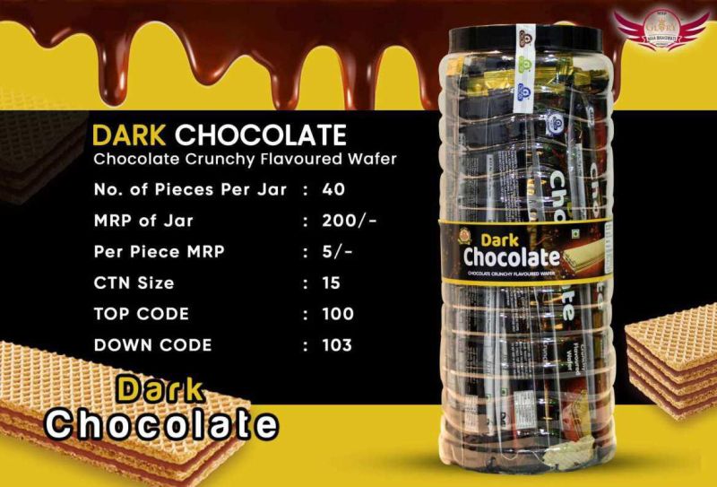 Dark Chocolate Crunchy Flavoured Wafers, Packaging Type : Plastic Box