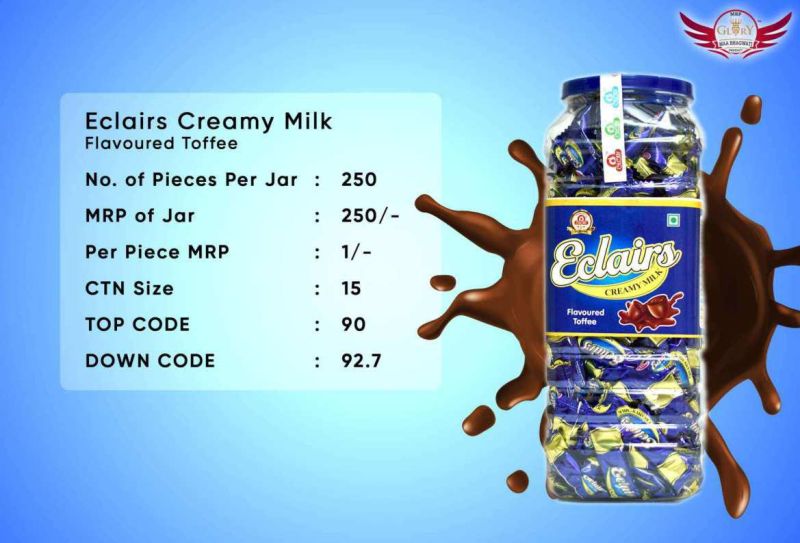 Eclairs Creamy Milk Flavoured Toffee, Packaging Type : Plastic Box