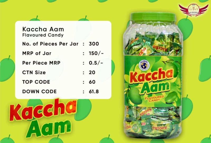 Global Solid Kaccha Aam Flavoured Candies, Taste : Sour