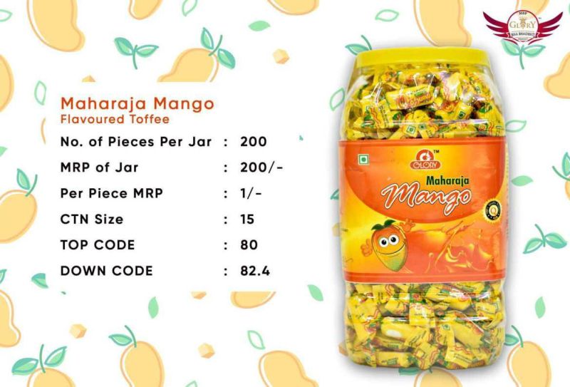 Glory Solid Maharaja Mango Flavoured Toffee, Packaging Type : Plastic Box