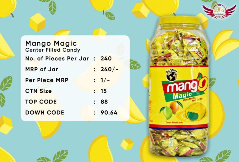 Global Solid Mango Magic Flavoured Candies, Taste : Sweet