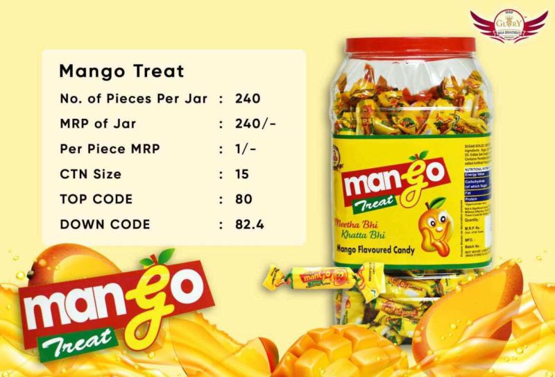 Glory Solid Mango Treat Flavoured Toffee, Packaging Type : Plastic Box