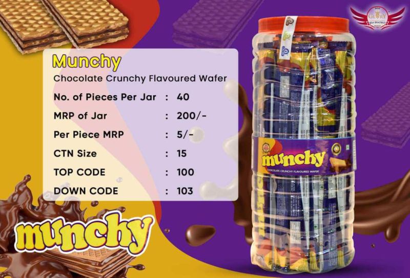 Munchy Chocolate Crunchy Flavoured Wafers, Packaging Type : Plastic Box