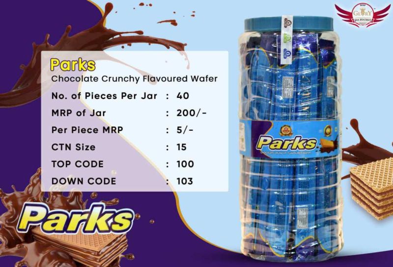 Parks Chocolate Crunchy Flavoured Wafers, Packaging Type : Plastic Box