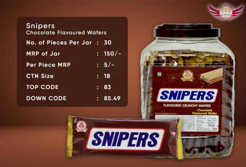 Glory Snipers Chocolate Flavoured Wafers, Packaging Type : Plastic Box