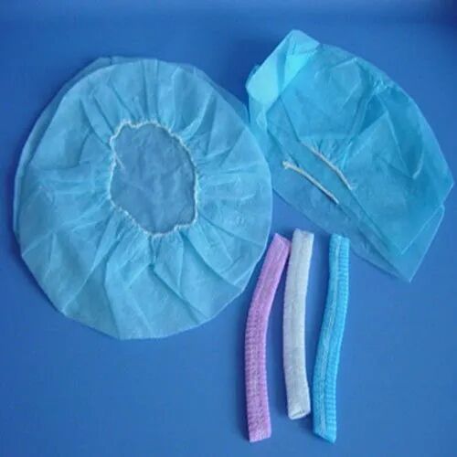 Non Woven Disposable Round Surgeon Cap, Color : Blue