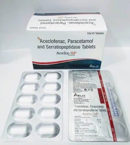Aceclofenac Paracetamol, Packaging Size : 10x10 Tablets
