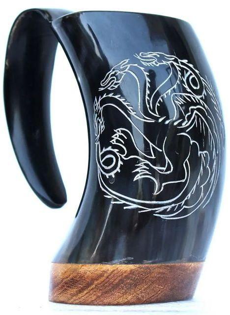 Wooden Base Horn Drinking Mug, Size : 100ml to 2.5ltr