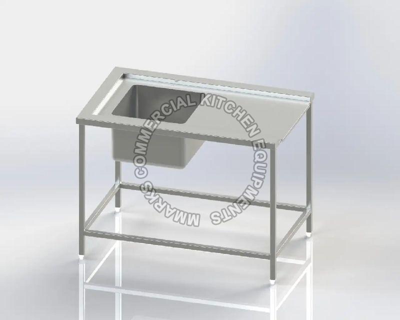 Rectangular Stainless Steel Sink with Work Table, for Hotel, Restaurant, Sink Style : Single