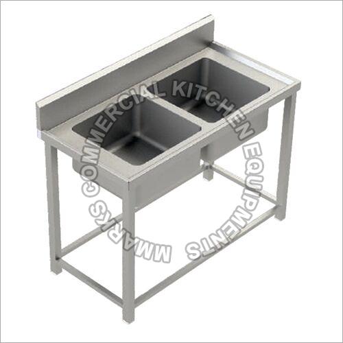 Rectangular Metal Two Sink Unit, for Commercial, Feature : High Quality