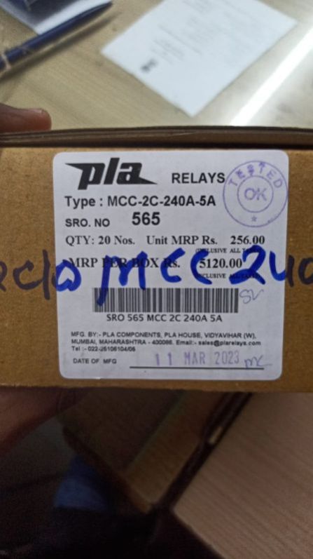 PLA RELAY 2CO-MCC-240VAC 5 AMP
