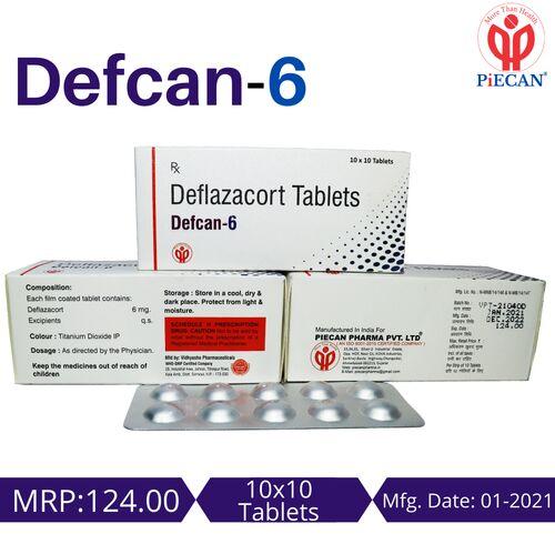 Defcan-6 Deflazacort Tablets, Packaging Type : Box packing- 20*1*10