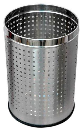 Round Stainless Steel Perforated Dustbin, Pattern : Plain