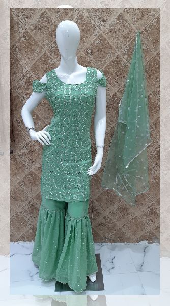 Gota Patti Work Sharara Suit, Occasion : Party Wear