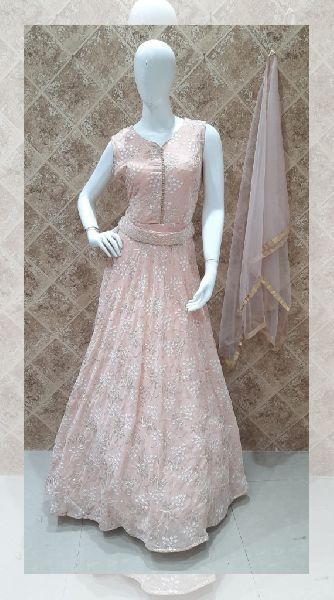 Hand Embroidered Gown, Packaging Type : Packet
