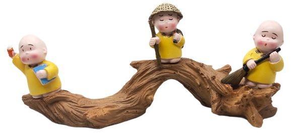 3 Little Monk On Wooden Platform, for Home Decoration, Feature : Easy To Carry, Good Looking