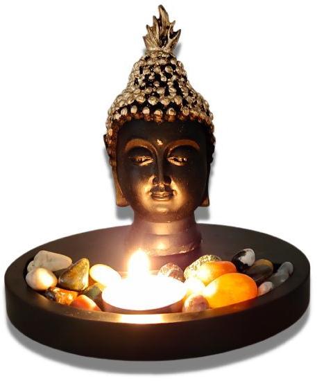 Buddha Face with Tea Light Candle