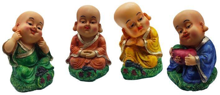 Cute Smiling Monk Set of 4