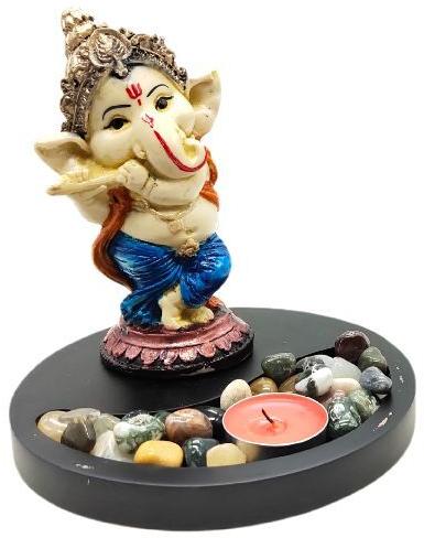 Ganesh Idol with Tealight Holder, for Home Decoration, Size : Multisize