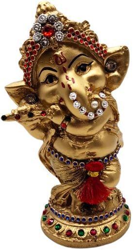 Polished Metal Golden Lord Ganesha Statue, for Home Decoration, Size : 6x2.5 Inch