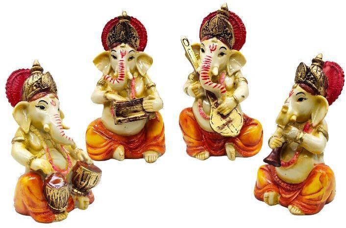 Polished Lord Ganesha Musical Set, for Home Decoration, Color : Multicolored