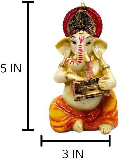 Lord Ganesha Playing Harmonium Statue, for Home Decoration, Pattern : Printed