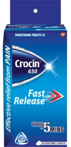 Crocin 650mg Tablet, Packaging Type : Box