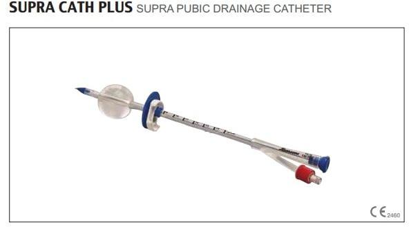 Silicone Supra Pubic Drainage Catheter, For Hospital, Shape : Straight-single