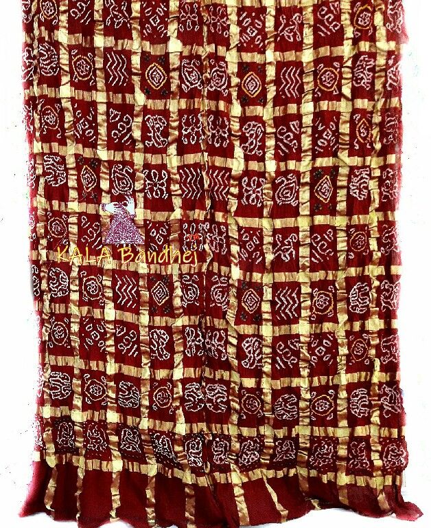 Bold Marron Bandhani Gharchola Saree