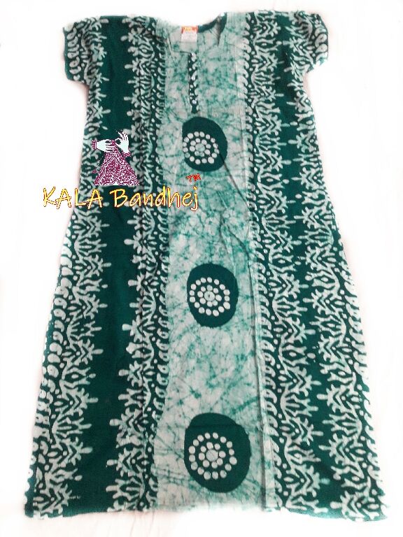 Block Batic green batik night gown, Size : Free