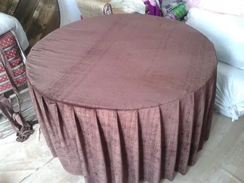 Silk Brown Table Cover, Shape : Round