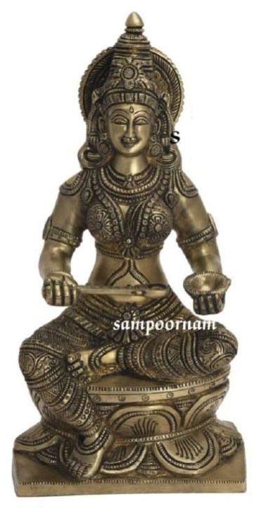 Golden Sampoornam Brass Annapurna Statue Ar00174sf, For Interior Decor, Gifting, Pattern : Carved