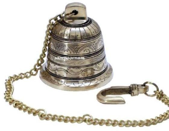 Silver Round Polished Brass Hanging Bell Ar00236sf, Style : Antique