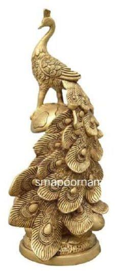 Sampoornam Brass Peacock Statue AR00266SF, Packaging Type : Thermocol Box