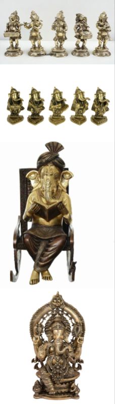 Polished Brass chair lord Ganesha, for Interior Decor, Office, Home, Gifting, Garden, Religious Purpose