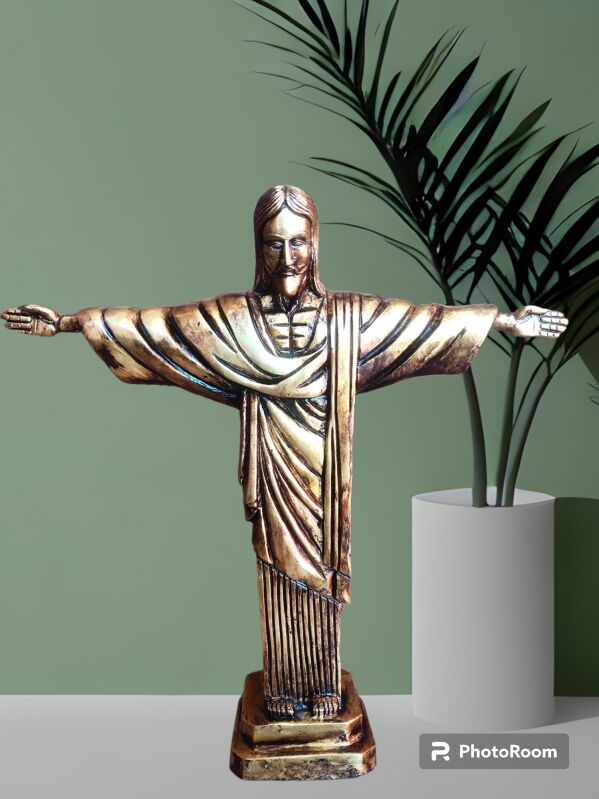 Brass crist the redeem Statue 🗽, Color : Golden, Light Brown, Yellow, White, Grey, Brownish, Black