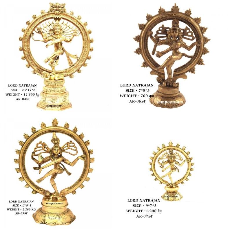 Polished Brass Natraj Statue, For Home, Hotel, House, Shop, Pattern : Printed