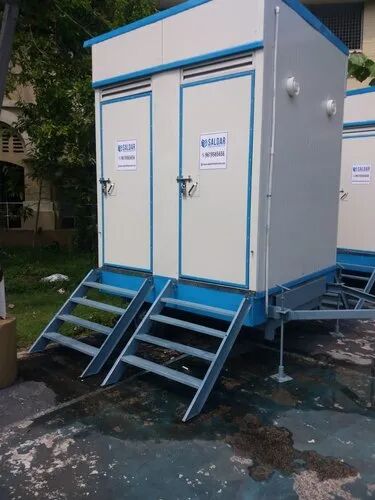 PPGI Mobile Toilet Van, Color : White Blue