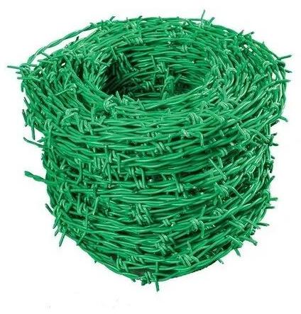 Galvanized Iron PVC Coated Barbed Wire, Color : Green