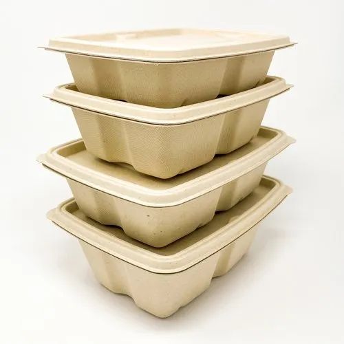 Natural Sugarcane Bagasse Disposable Container, for Food Packaging, Feature : Leak Proof, 100% Bio Degradable