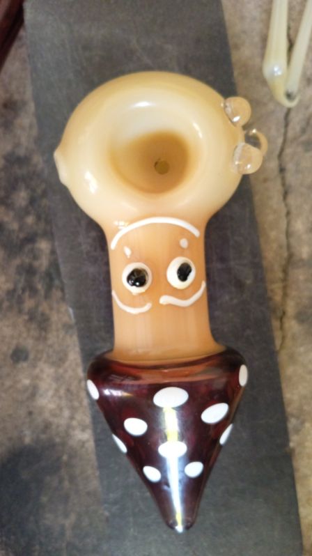 Mushroom Shape Glass Smoking Pipe, Size : Standard