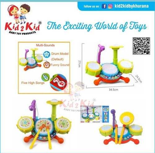 Round pastic Kids Plastic Drum, Color : multi