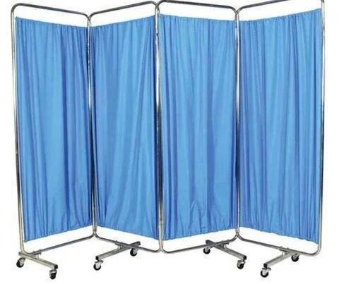 Stainless Steel Hospital Folding Screen, Color : Blue