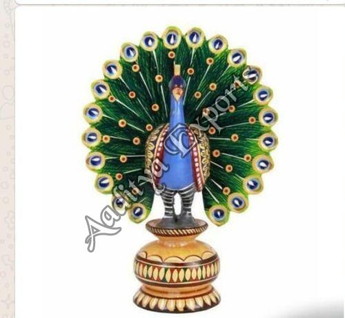 Polished Wooden Carved Peacock Statue, for Interior Decor, Style Type : Contemporary