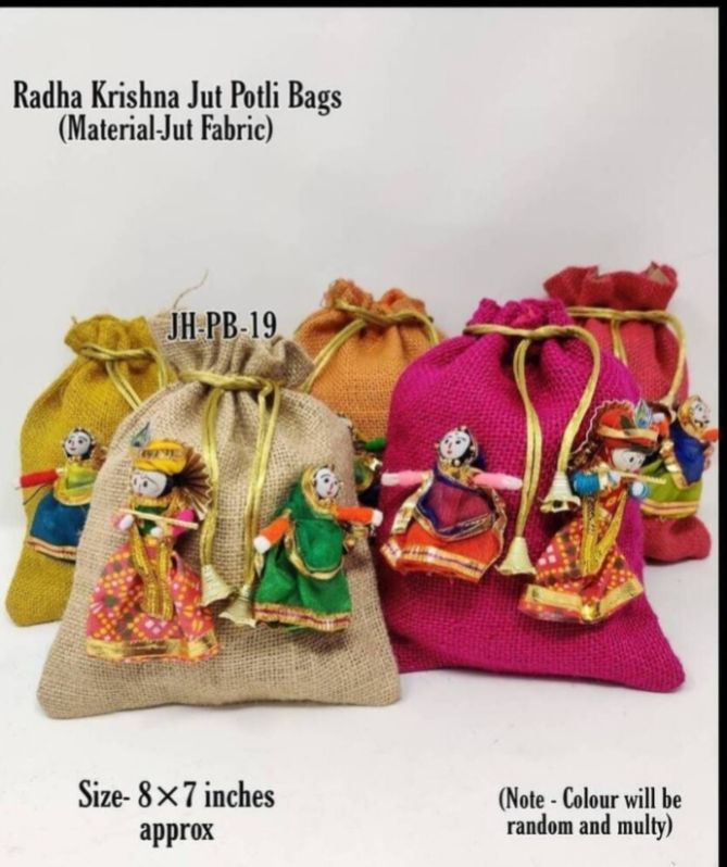 Radha Krishna Jute Potli Bag