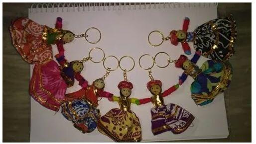Multi Cotton Rajasthani Puppet Keychain