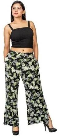 Rayon Crinkle crepe Floral Printed palazzo pants, Size : S.M.L.XL