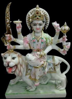 2 Feet Marble Durga Mata Statue, for Worship, Pattern : Printed